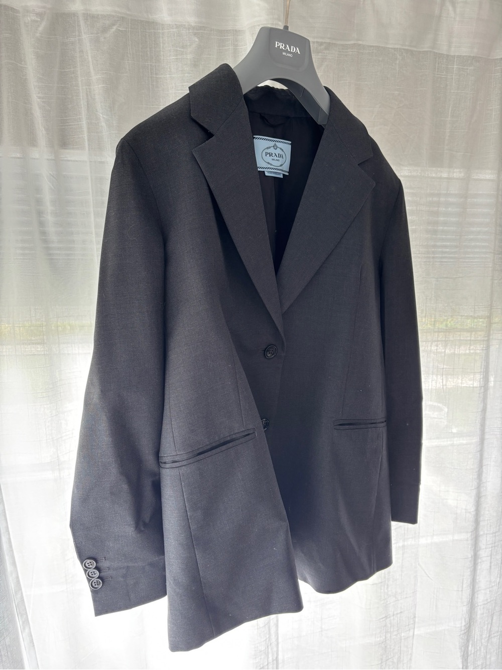 Prada Women's Blazer in Charcoal Grey - Picture 2 of 12